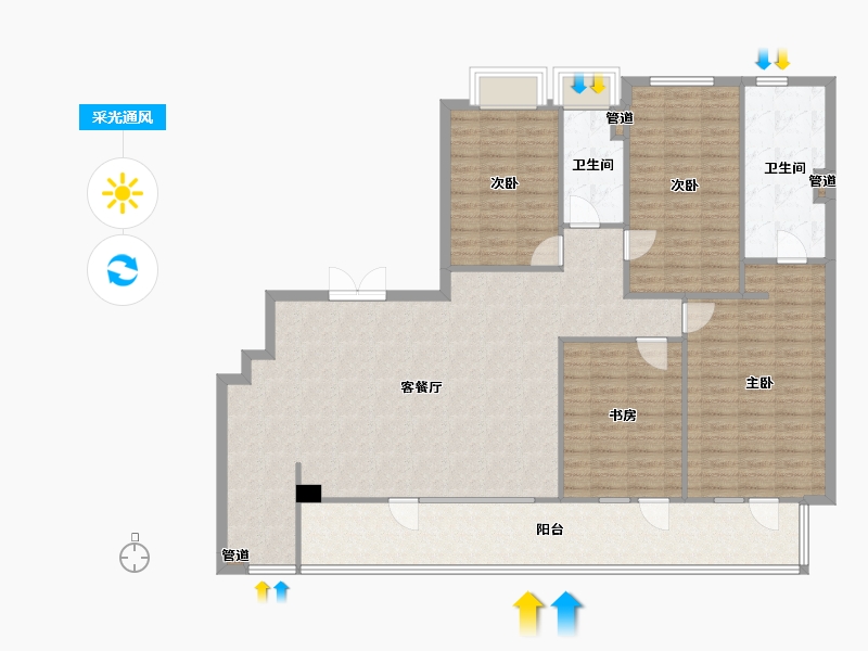 四川省-成都市-金茂府二期1栋,二期5栋,二期6栋182m²-148.89-户型库-采光通风