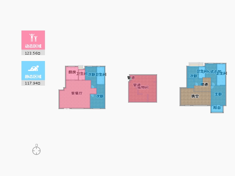 四川省-成都市-金茂府二期1栋,二期5栋,二期6栋305m²-261.52-户型库-动静分区