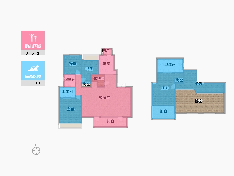 四川省-成都市-金茂府二期1栋,二期6栋211m²-209.06-户型库-动静分区