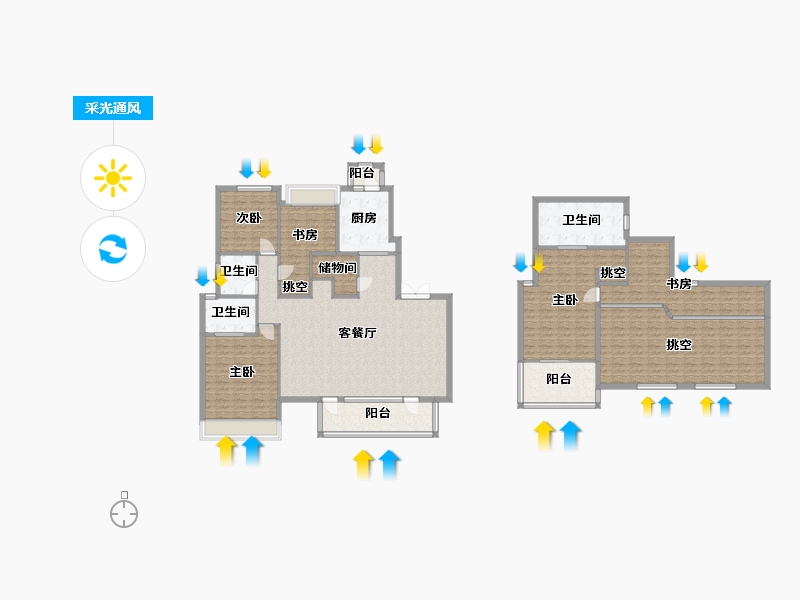 四川省-成都市-金茂府二期1栋,二期6栋211m²-209.06-户型库-采光通风