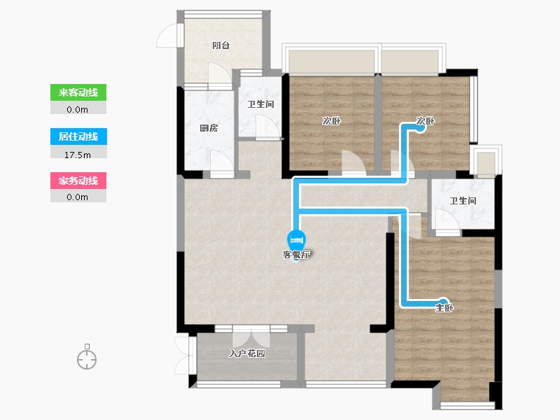 四川省-成都市-金沙宸宇公馆　3号楼130m²-95.57-户型库-动静线