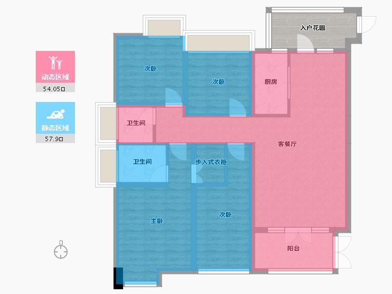 四川省-成都市-金沙宸宇公馆　3号楼142m²-106.27-户型库-动静分区