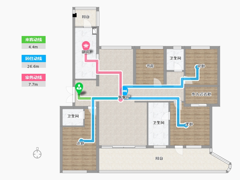 四川省-成都市-西派浣花2号楼,3号楼197m²-157.17-户型库-动静线