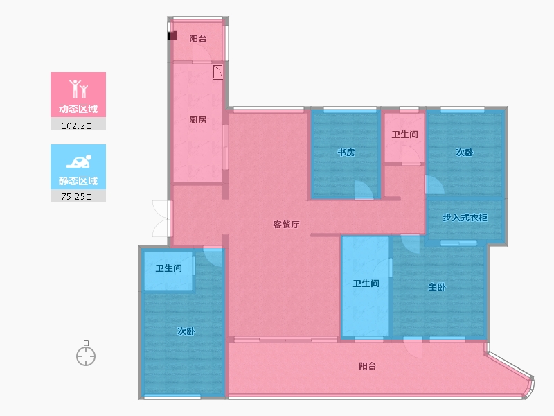 四川省-成都市-西派浣花2号楼,3号楼197m²-157.17-户型库-动静分区