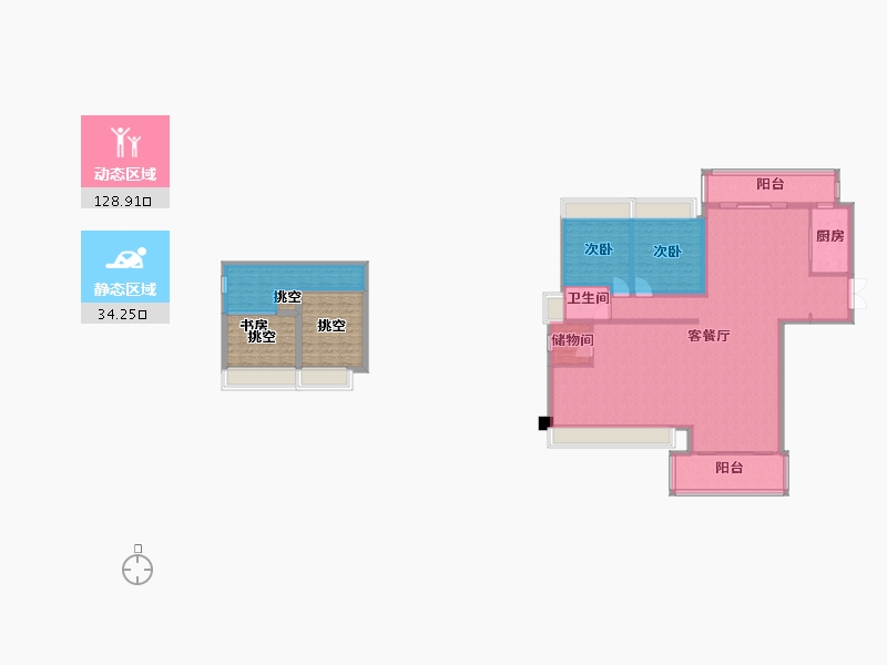 四川省-成都市-保利大国璟5栋,6栋187m²-168.34-户型库-动静分区