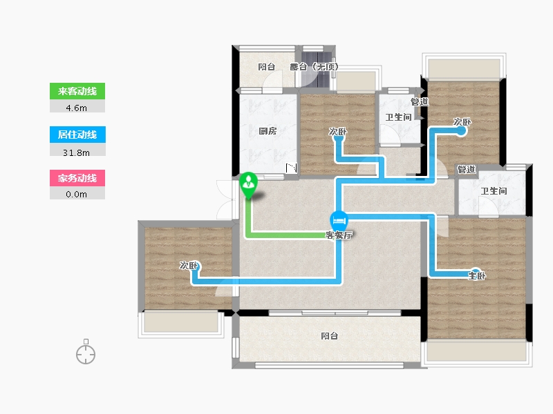 四川省-成都市-金科博翠府2号楼,A2户型3,4,5号楼150m²-118.22-户型库-动静线