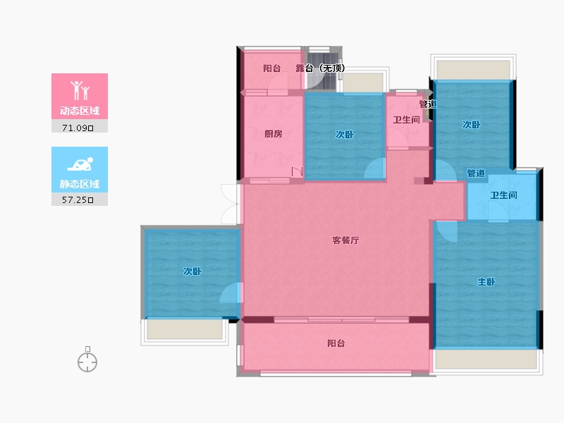 四川省-成都市-金科博翠府2号楼,A2户型3,4,5号楼150m²-118.22-户型库-动静分区