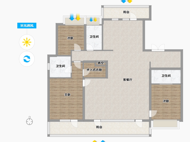 四川省-成都市-金茂府4号楼195m²-162.94-户型库-采光通风