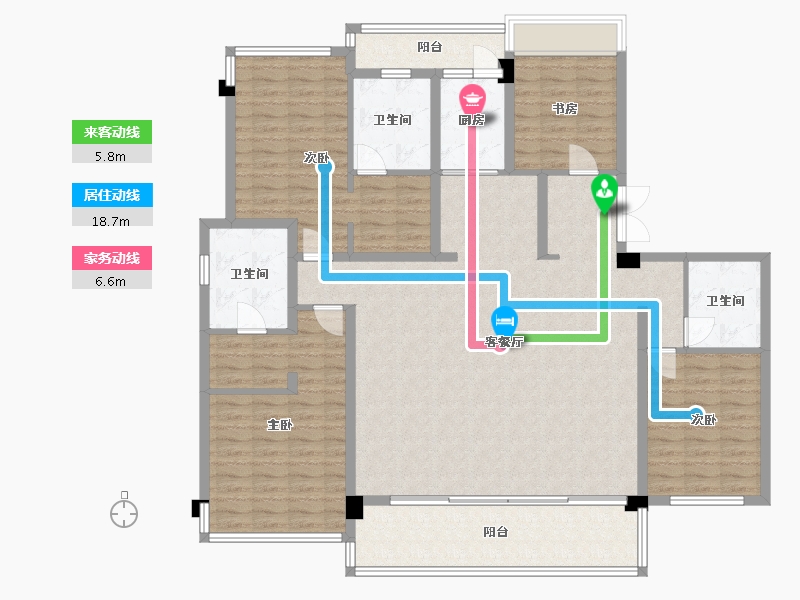 四川省-成都市-中粮武侯瑞府7号楼190m²-159.67-户型库-动静线