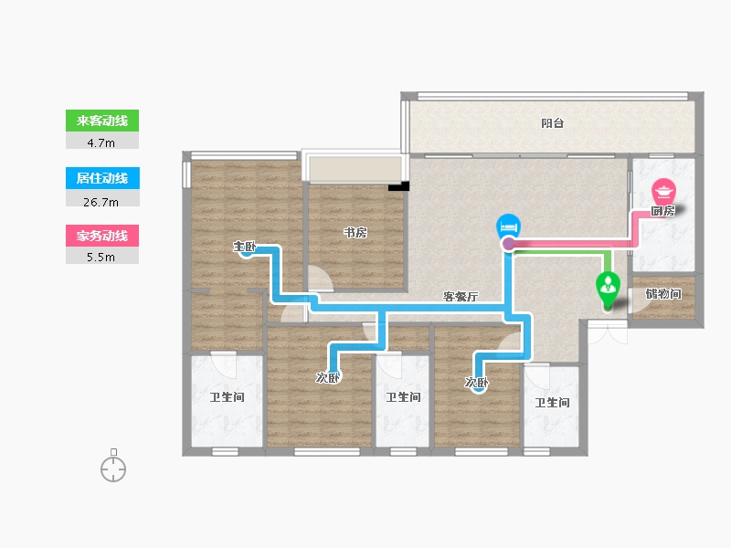 四川省-成都市-中粮武侯瑞府3号楼,10号楼149m²-129.34-户型库-动静线