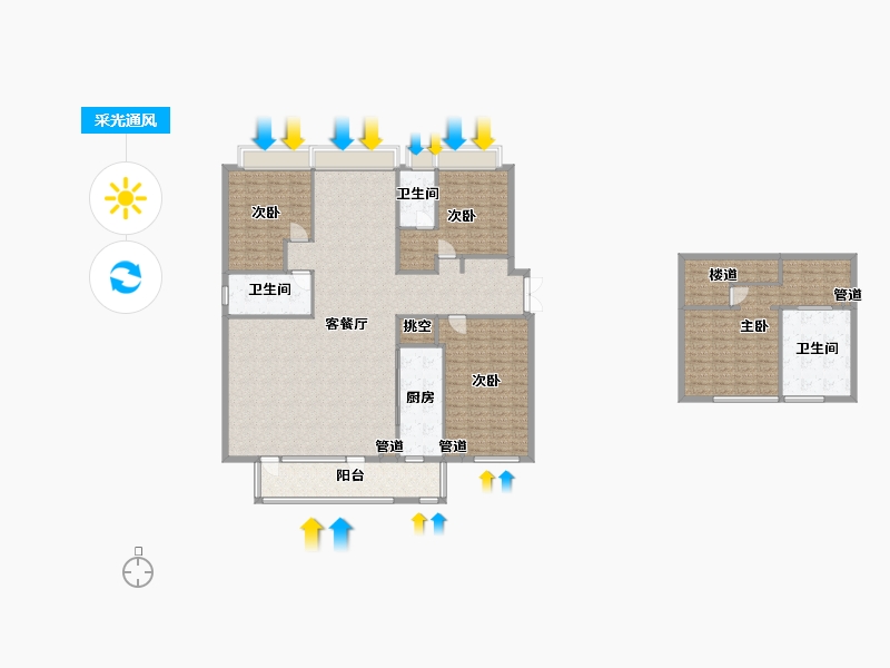 四川省-成都市-金茂府二期７栋,二期１０栋212m²-207.70-户型库-采光通风