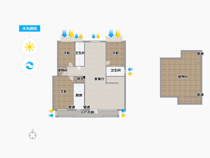 四川省-成都市-金茂府二期７栋,二期１０栋271m²-223.85-户型库-采光通风