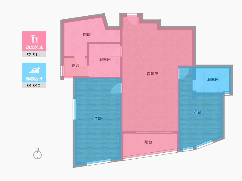 四川省-成都市-天府汇中心98m²-78.40-户型库-动静分区