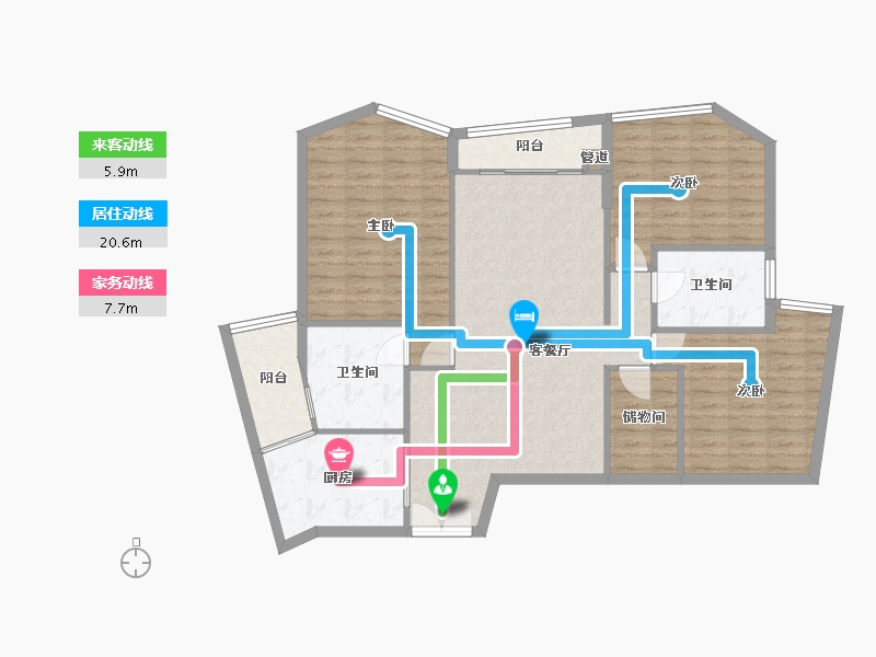 四川省-成都市-天府汇中心154m²-112.69-户型库-动静线