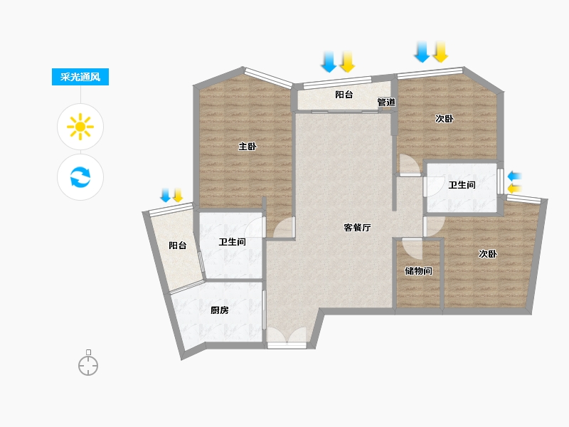 四川省-成都市-天府汇中心154m²-112.69-户型库-采光通风