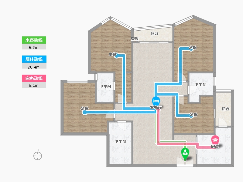 四川省-成都市-天府汇中心166m²-132.80-户型库-动静线