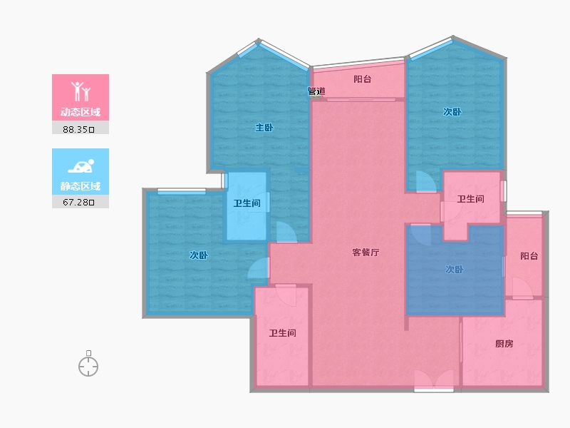 四川省-成都市-天府汇中心166m²-132.80-户型库-动静分区