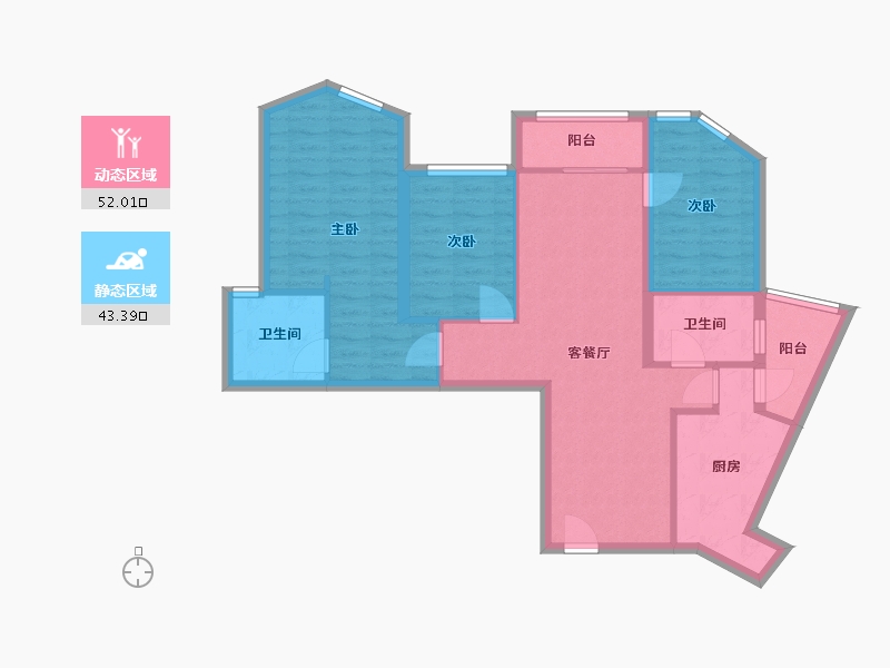 四川省-成都市-天府汇中心100m²-84.91-户型库-动静分区