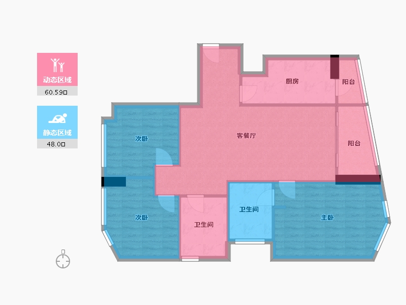 四川省-成都市-天府汇中心127m²-98.11-户型库-动静分区