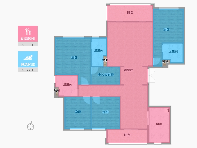 四川省-成都市-西派宸樾2号楼,3号楼173m²-137.59-户型库-动静分区