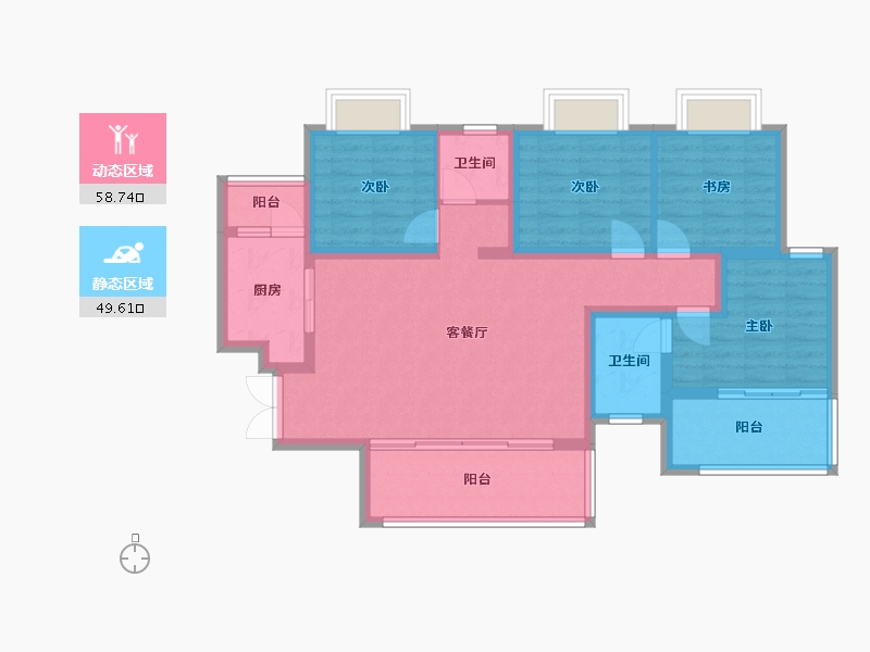 四川省-成都市-香悦府2栋127m²-96.27-户型库-动静分区