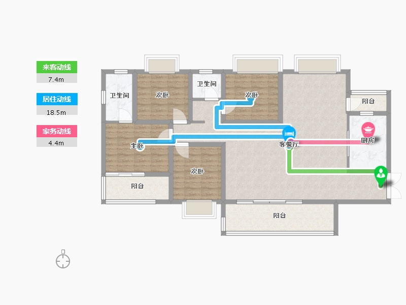 四川省-成都市-香悦府2栋,4栋156m²-118.00-户型库-动静线