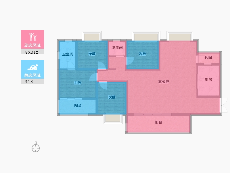 四川省-成都市-香悦府2栋,4栋156m²-118.00-户型库-动静分区