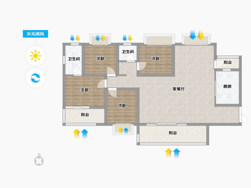 四川省-成都市-香悦府2栋,4栋156m²-118.00-户型库-采光通风