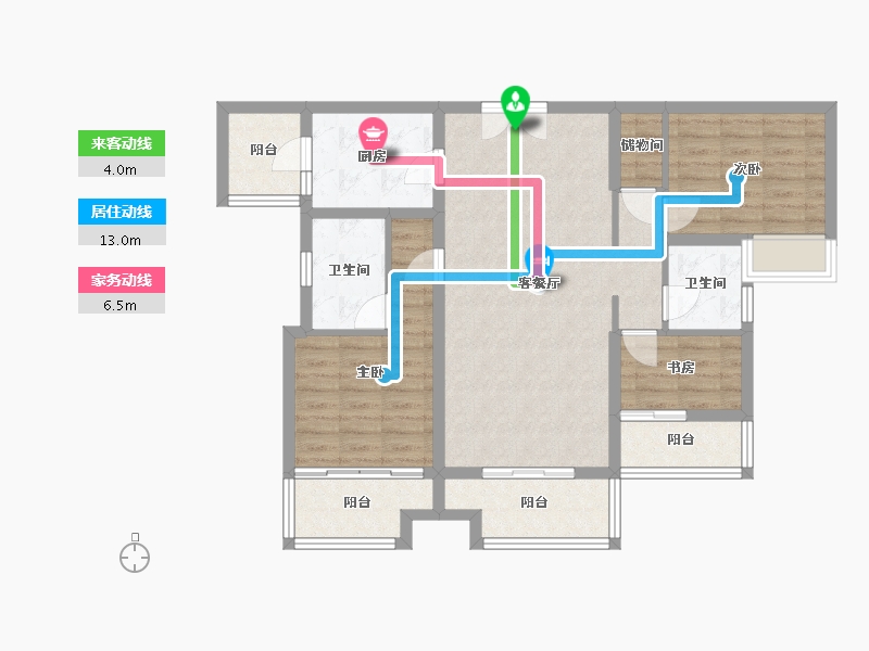 四川省-成都市-香悦府2栋,4栋121m²-92.93-户型库-动静线