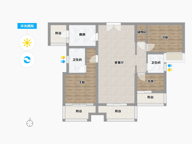 四川省-成都市-香悦府2栋,4栋121m²-92.93-户型库-采光通风