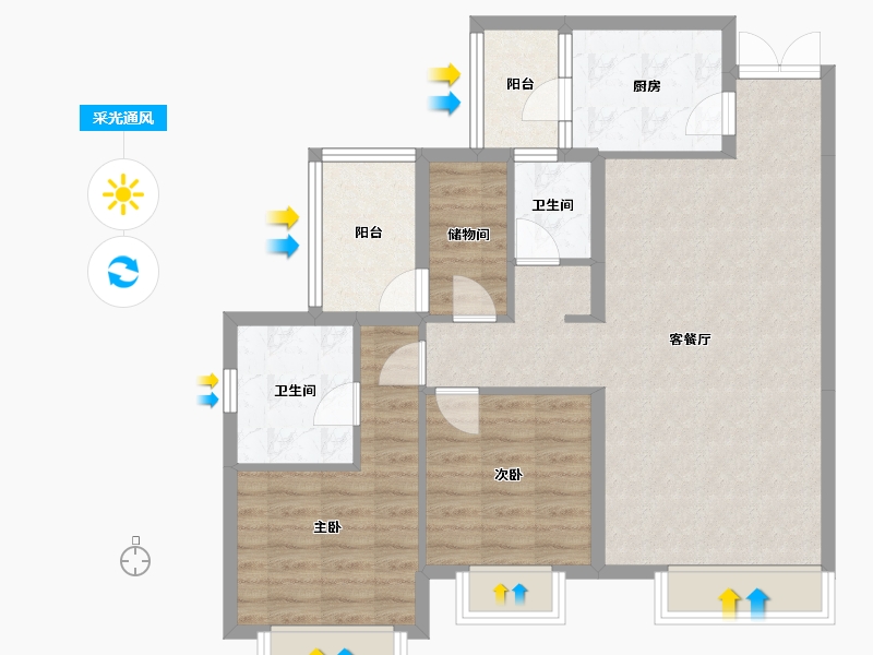 四川省-成都市-香悦府3栋113m²-85.52-户型库-采光通风