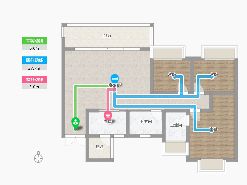 四川省-成都市-香悦府3栋119m²-90.64-户型库-动静线