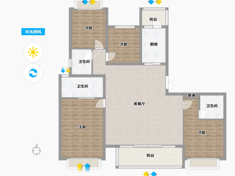 四川省-成都市-阳光城檀悦2栋192m²-153.60-户型库-采光通风