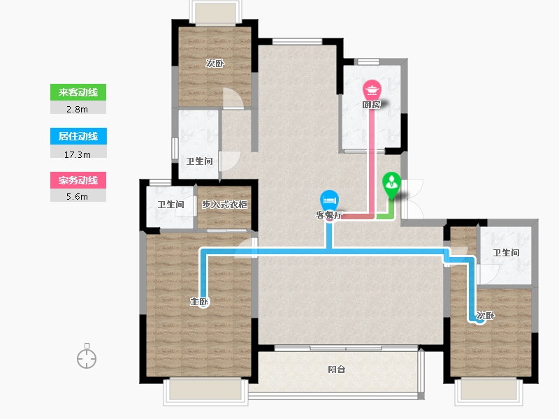 四川省-成都市-阳光城檀悦2栋191m²-136.98-户型库-动静线