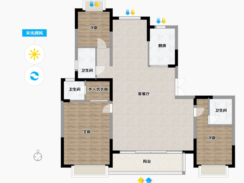 四川省-成都市-阳光城檀悦2栋191m²-136.98-户型库-采光通风