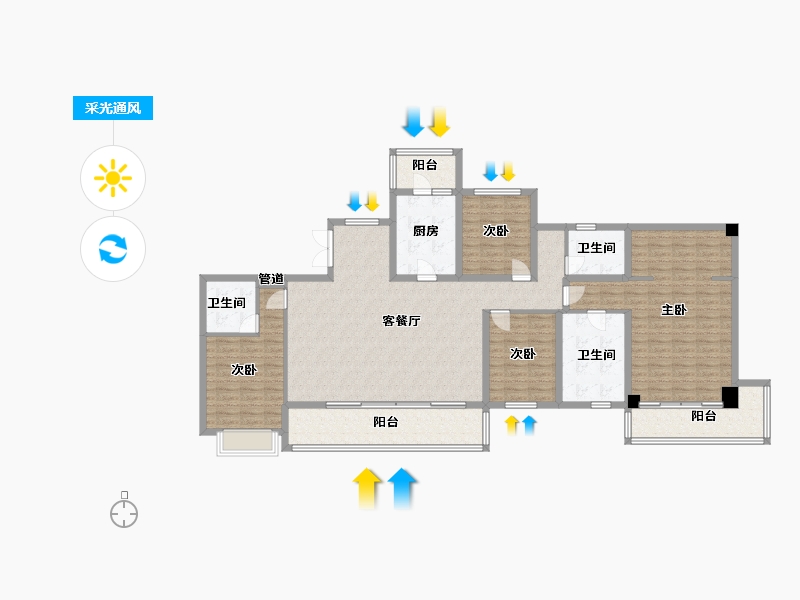 四川省-成都市-阳光城檀悦2栋203m²-162.40-户型库-采光通风