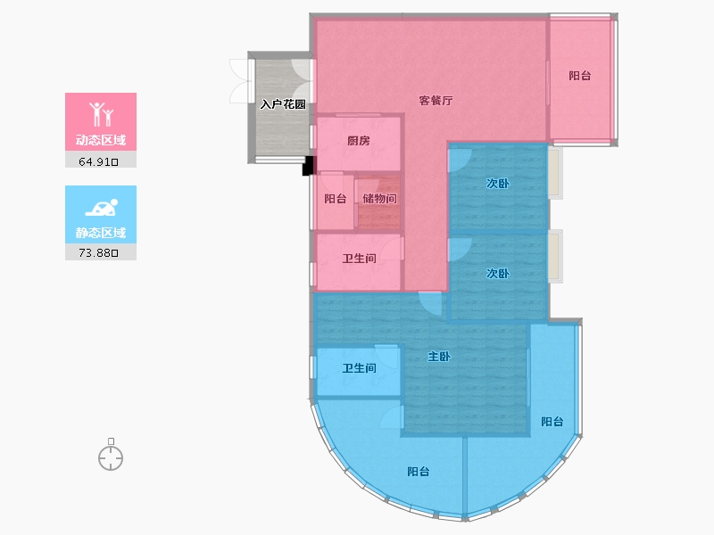 四川省-成都市-红树湾8栋120m²-133.85-户型库-动静分区