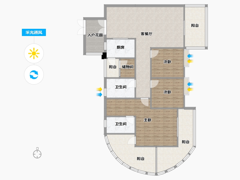 四川省-成都市-红树湾8栋120m²-133.85-户型库-采光通风