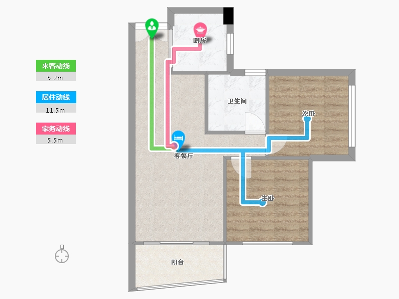 四川省-成都市-红树湾13号楼73m²-59.51-户型库-动静线