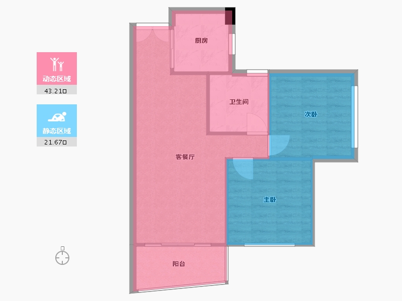 四川省-成都市-红树湾13号楼73m²-59.51-户型库-动静分区