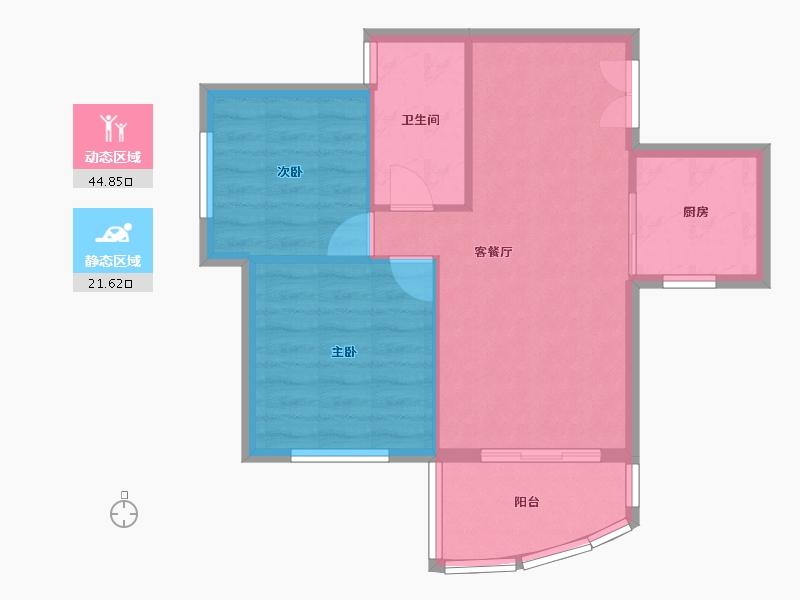 四川省-成都市-红树湾13号楼73m²-60.36-户型库-动静分区