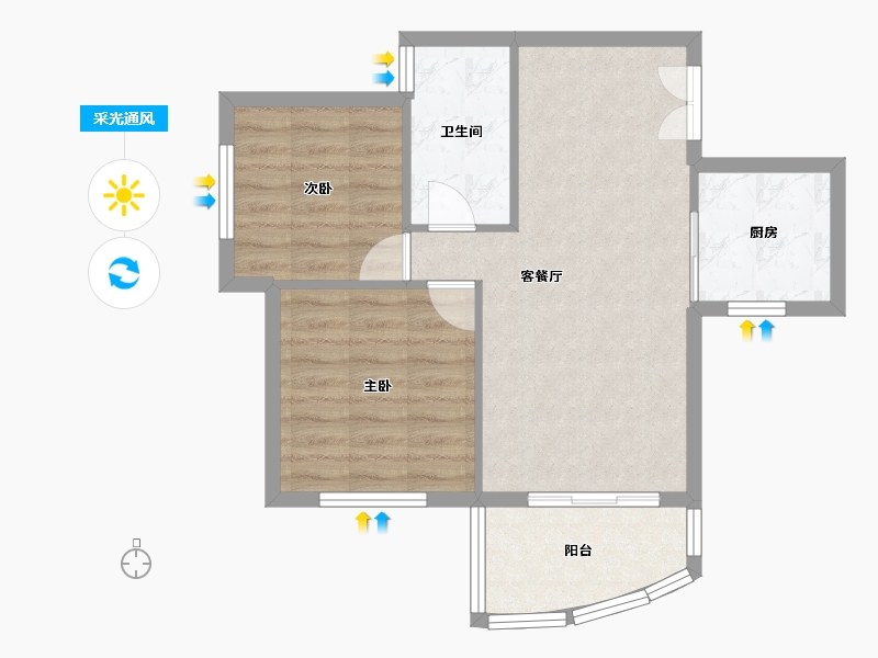 四川省-成都市-红树湾13号楼73m²-60.36-户型库-采光通风