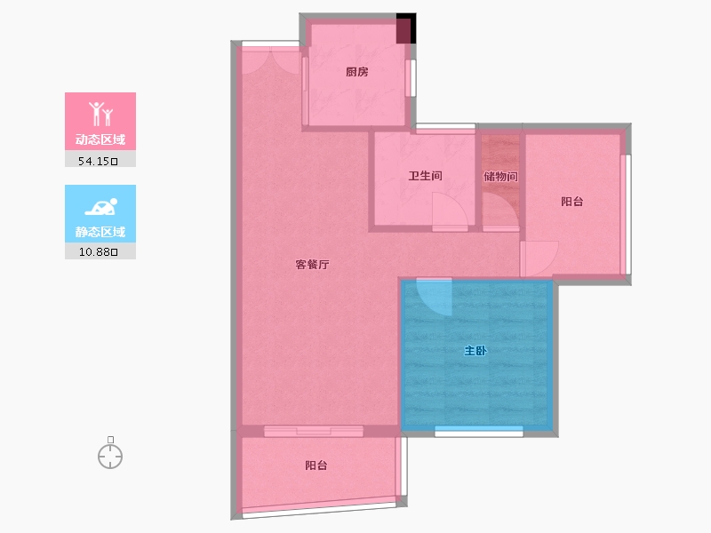 四川省-成都市-红树湾16栋73m²-58.54-户型库-动静分区