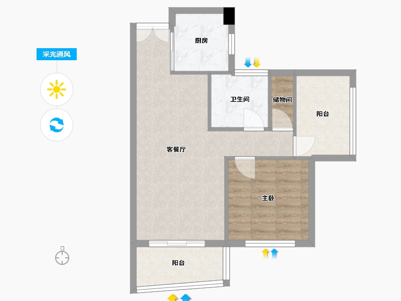 四川省-成都市-红树湾16栋73m²-58.54-户型库-采光通风