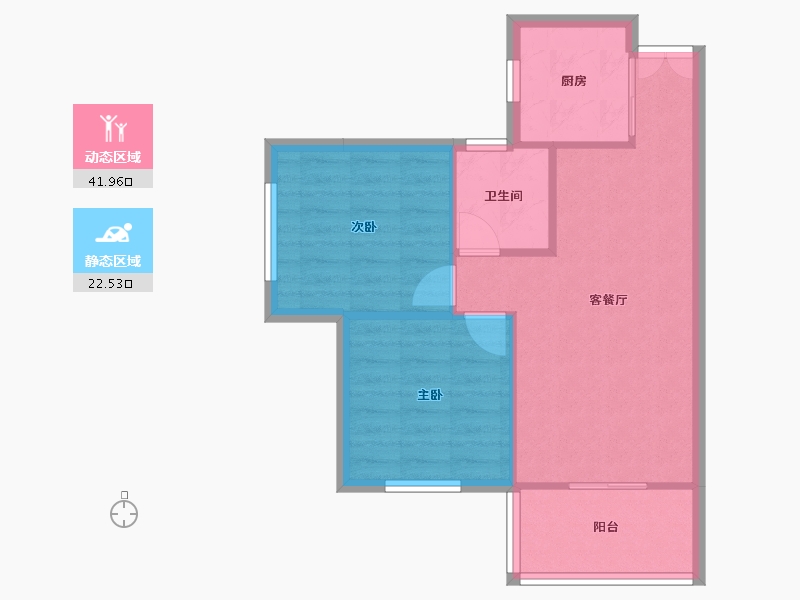 四川省-成都市-红树湾13号楼73m²-58.43-户型库-动静分区