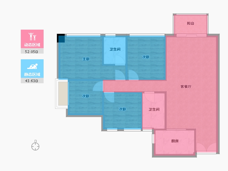 四川省-成都市-红树湾13号楼110m²-87.33-户型库-动静分区