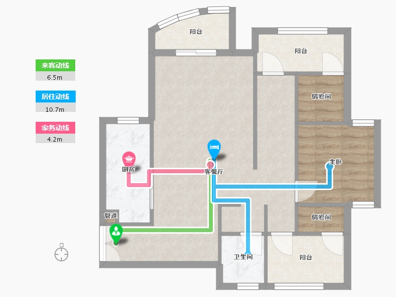 四川省-成都市-红树湾16栋91m²-71.41-户型库-动静线