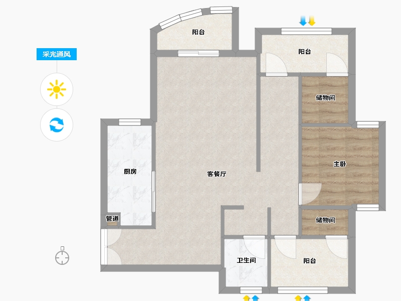 四川省-成都市-红树湾16栋91m²-71.41-户型库-采光通风