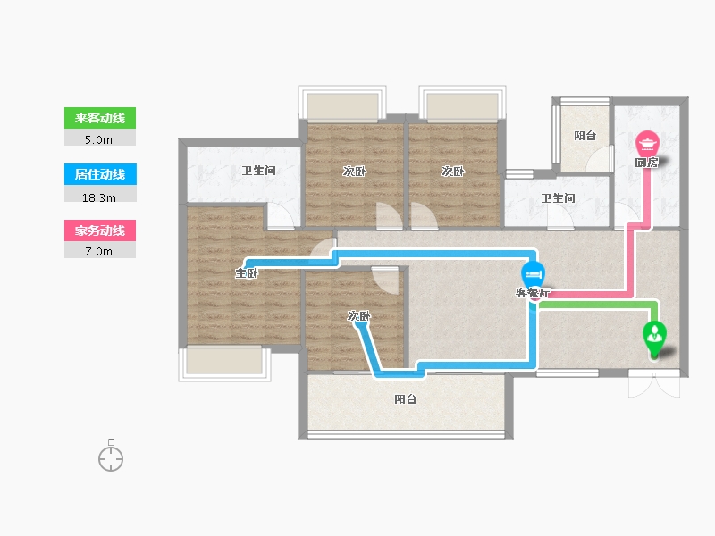 四川省-成都市-凯德世纪名邸127m²-103.74-户型库-动静线