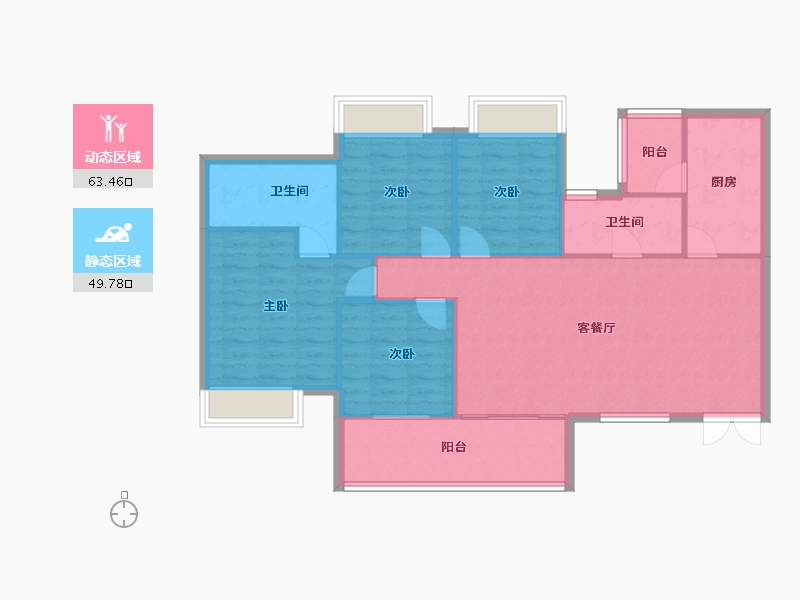 四川省-成都市-凯德世纪名邸127m²-103.74-户型库-动静分区